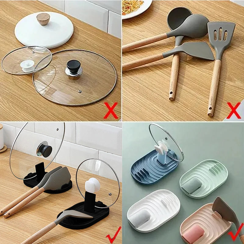 1/2Pcs Nordic Style Pot Lid Shovel Storage Rack Practical Heat-resistant Multifunctional Kitchen Supplies Non-slip