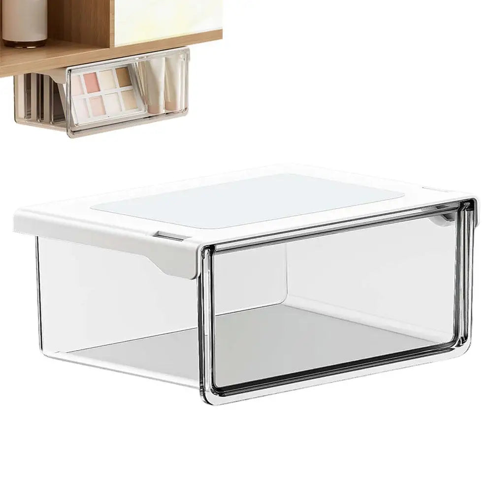 Plastic Drawer Style Storage Box Self Adhesive Large Capacity Makeup Storage Container Transparent Space Saving ﻿