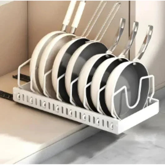 Pull out Pots and Pans Organizer Sliding Pot Lid Holder Kitchen Spice Rack Tableware Organizer Multifunctional Dish Drying Racks