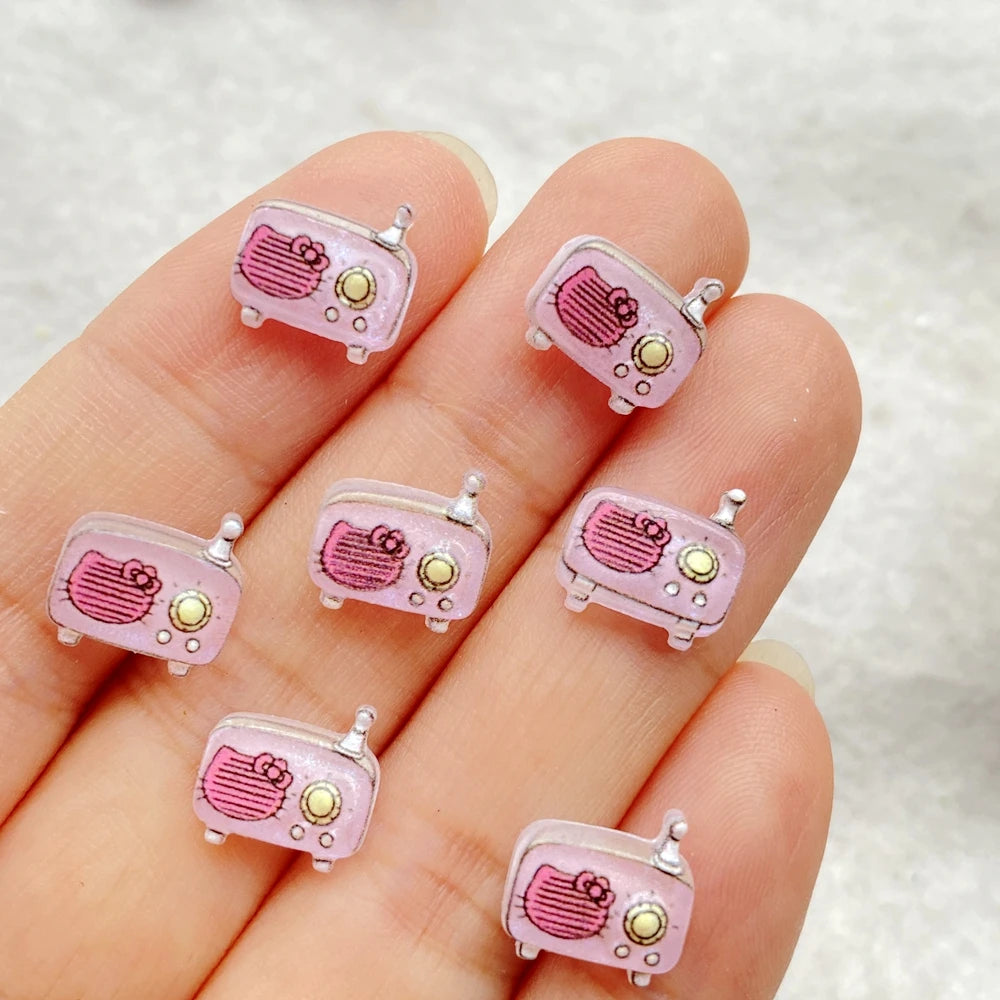 50Pcs Mixed Resin Kitten makeup mirror, camera, book Charms Rhinestones DIY Craft For Nail 3D Decorations Jewelry