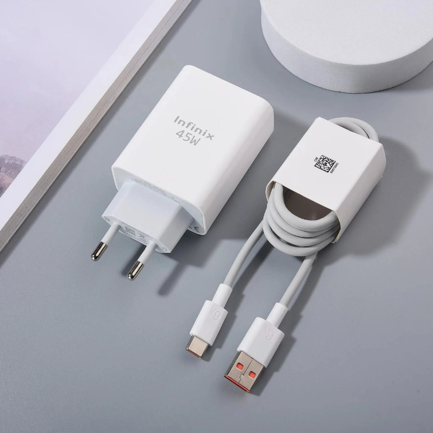 Infinix 45W Charger EU Plug Super Fast Charging Wall Power Adapter For Infinix GT 20 30 Pro Note 50 40 30 Hot 60 Pro Ze