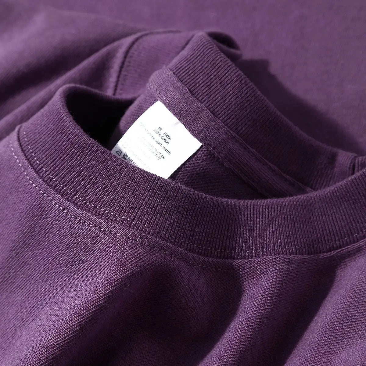Men's and Women's T-shirts 300G Heavy Gray-purple Round Neck Short-sleeved T-shirts Women's Basic Pure Cotton Simple