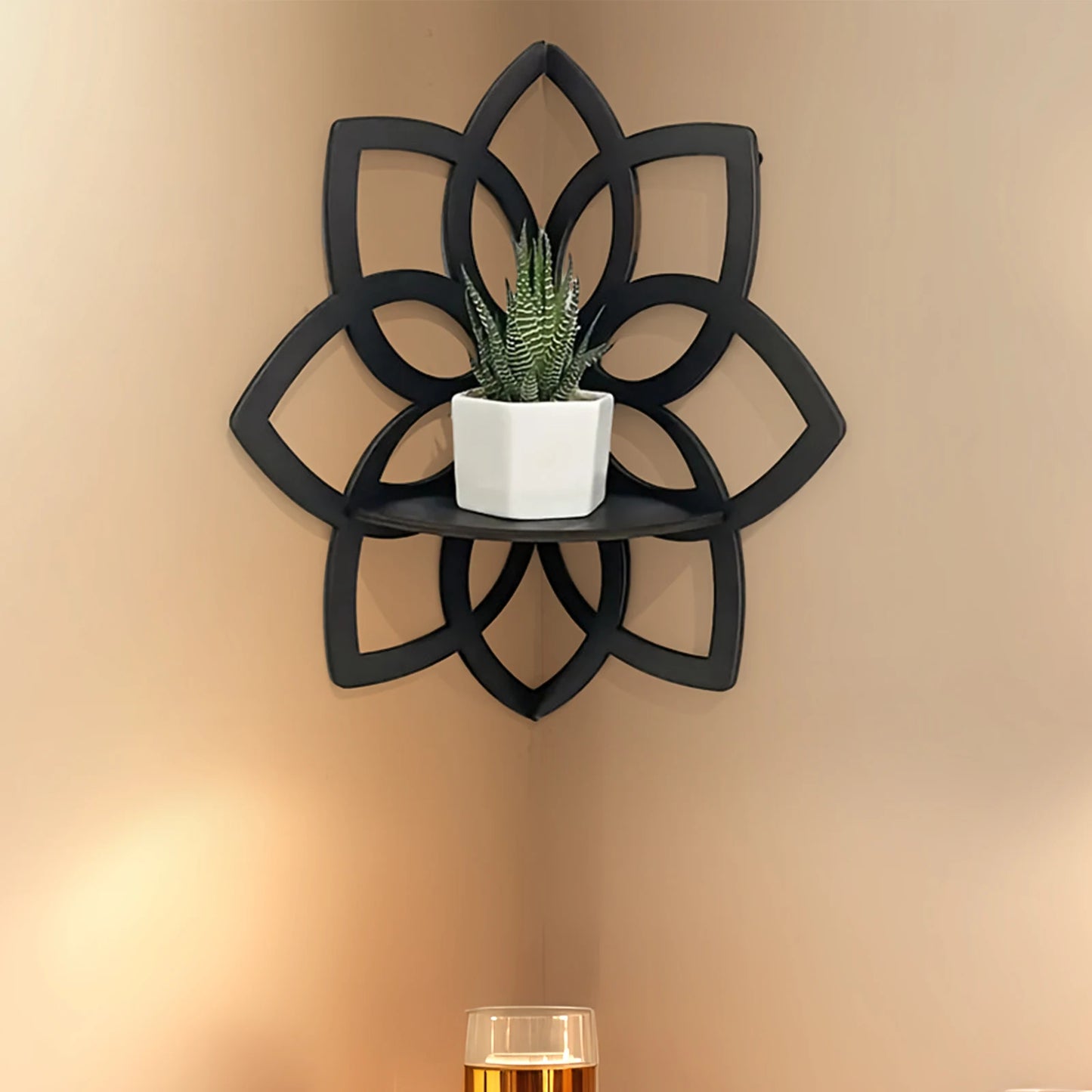 Flower Shape Corner Shelf Wood Floating Shelves for Home Kitchen Living Room Decor Boho Wall Shelves Modern Style Storage Rack