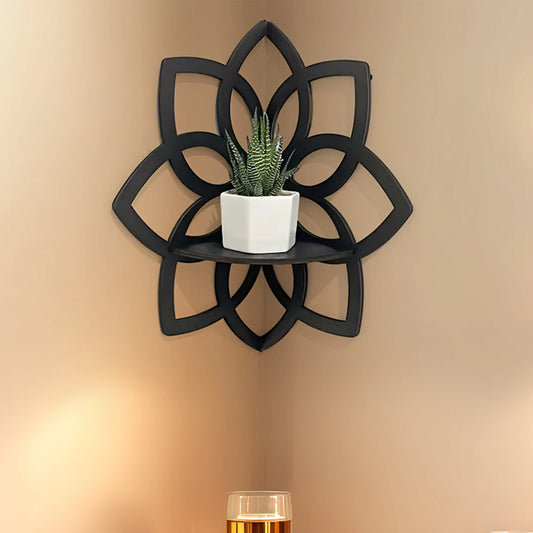 Flower Shape Corner Shelf Wood Floating Shelves for Home Kitchen Living Room Decor Boho Wall Shelves Modern Style Storage Rack