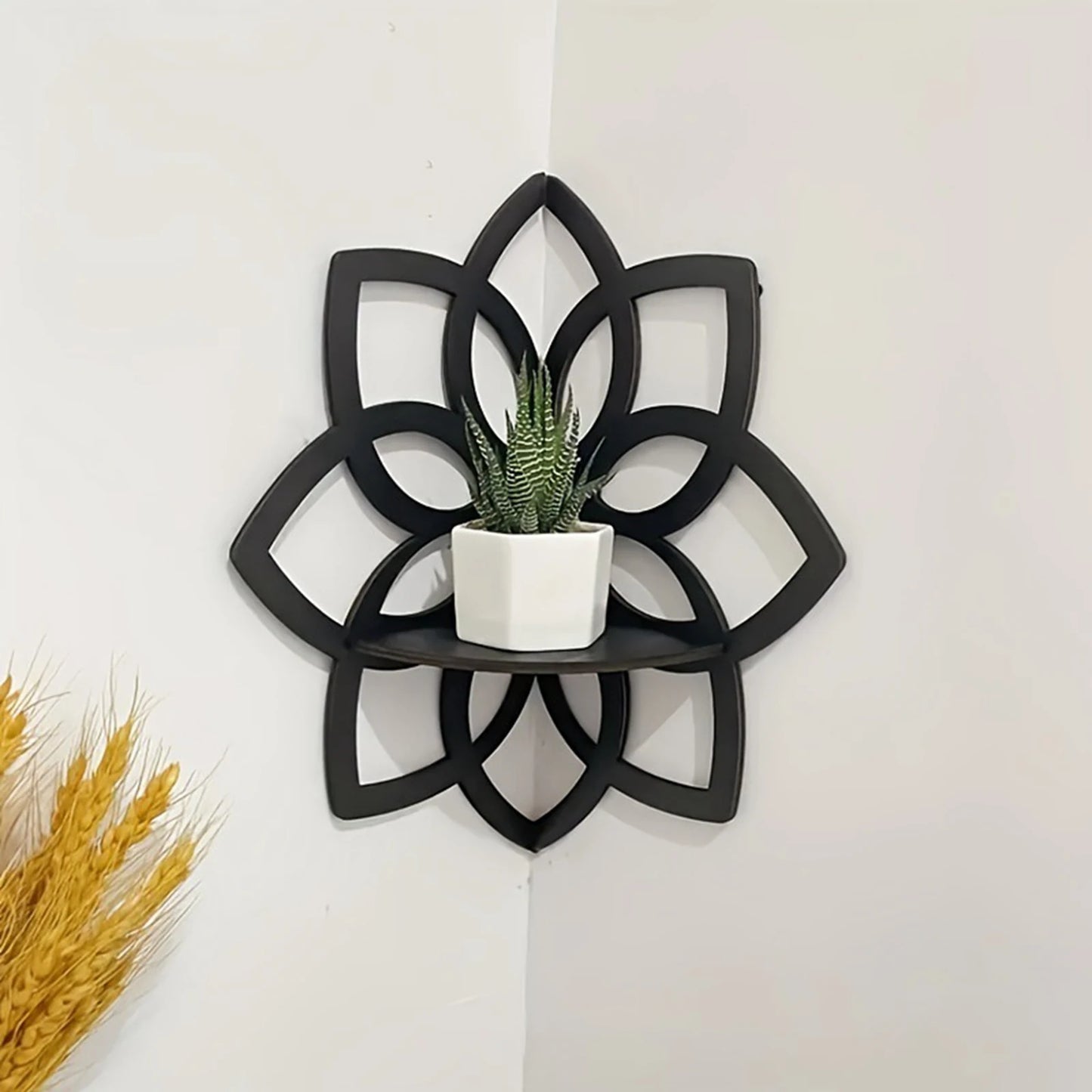Flower Shape Corner Shelf Wood Floating Shelves for Home Kitchen Living Room Decor Boho Wall Shelves Modern Style Storage Rack