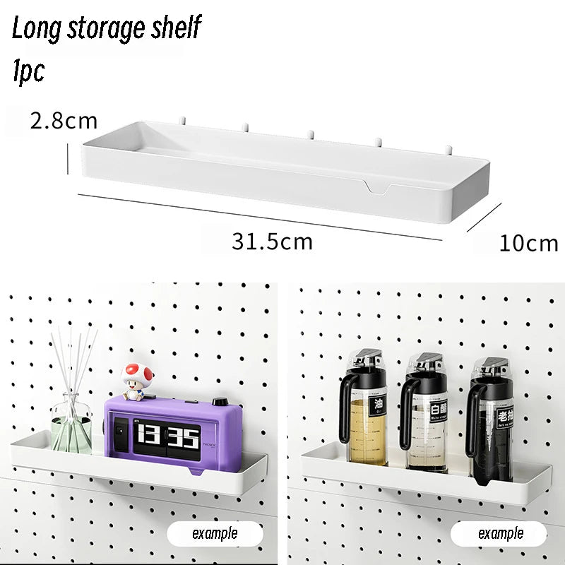 Cream Style Wall-Mounted Pegboard Organizer – DIY Storage Panel with Hooks, Shelves & Racks for Kitchen, Bedroom, Office