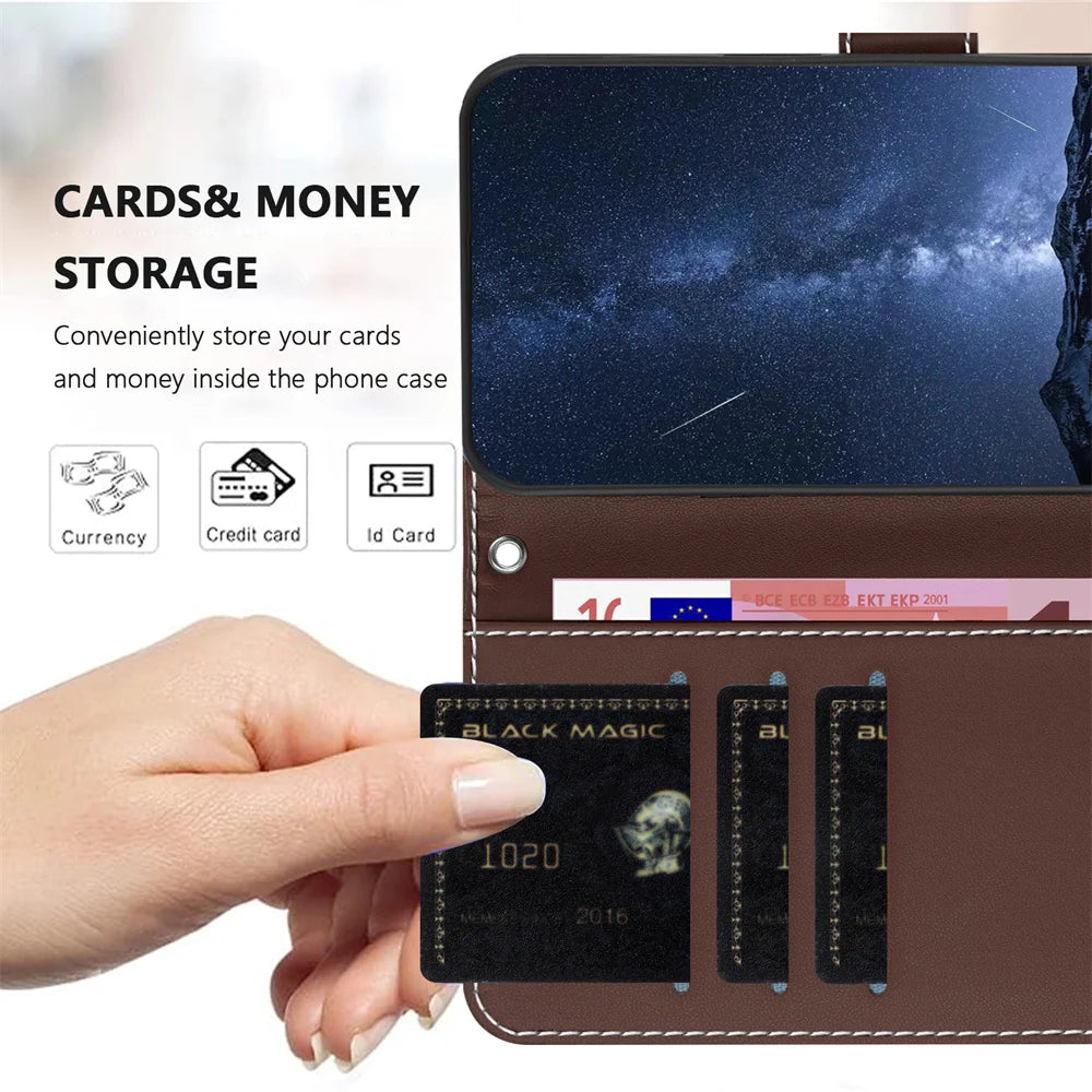Luxury Leather Magnetic Flip Wallet Book Case For Xiaomi Redmi Note 15 14 13 Pro 4G 5G Redmi Note 15 14 13 Pro Plus Cover Fundas