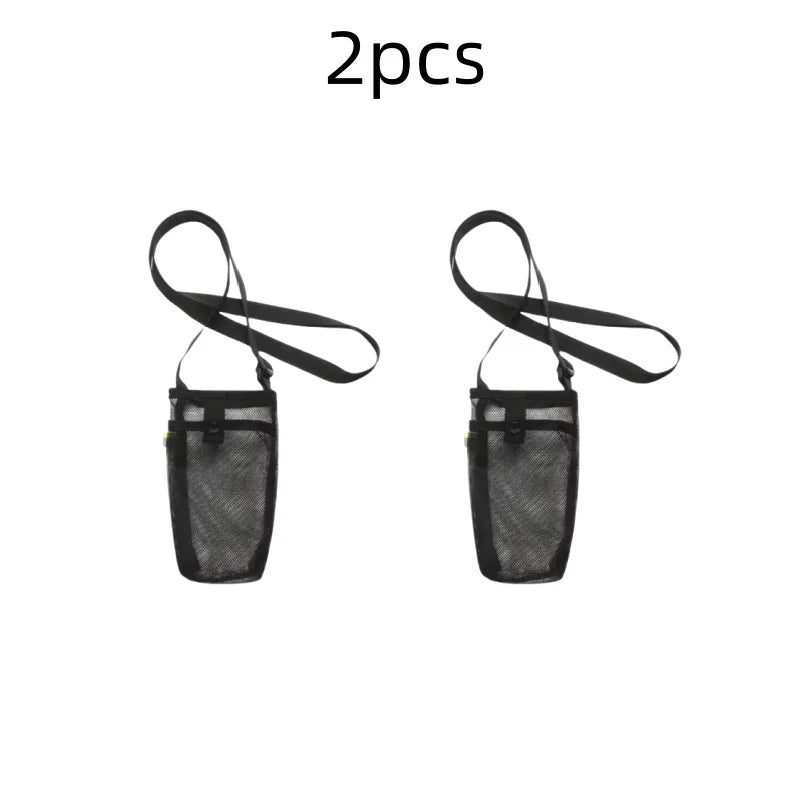 Water Bottle Cover Bag Pouch with Adjustable Straps Mesh Water Pouch Holder Shoulder Strap Black Bottle Carrier Insulat Bag