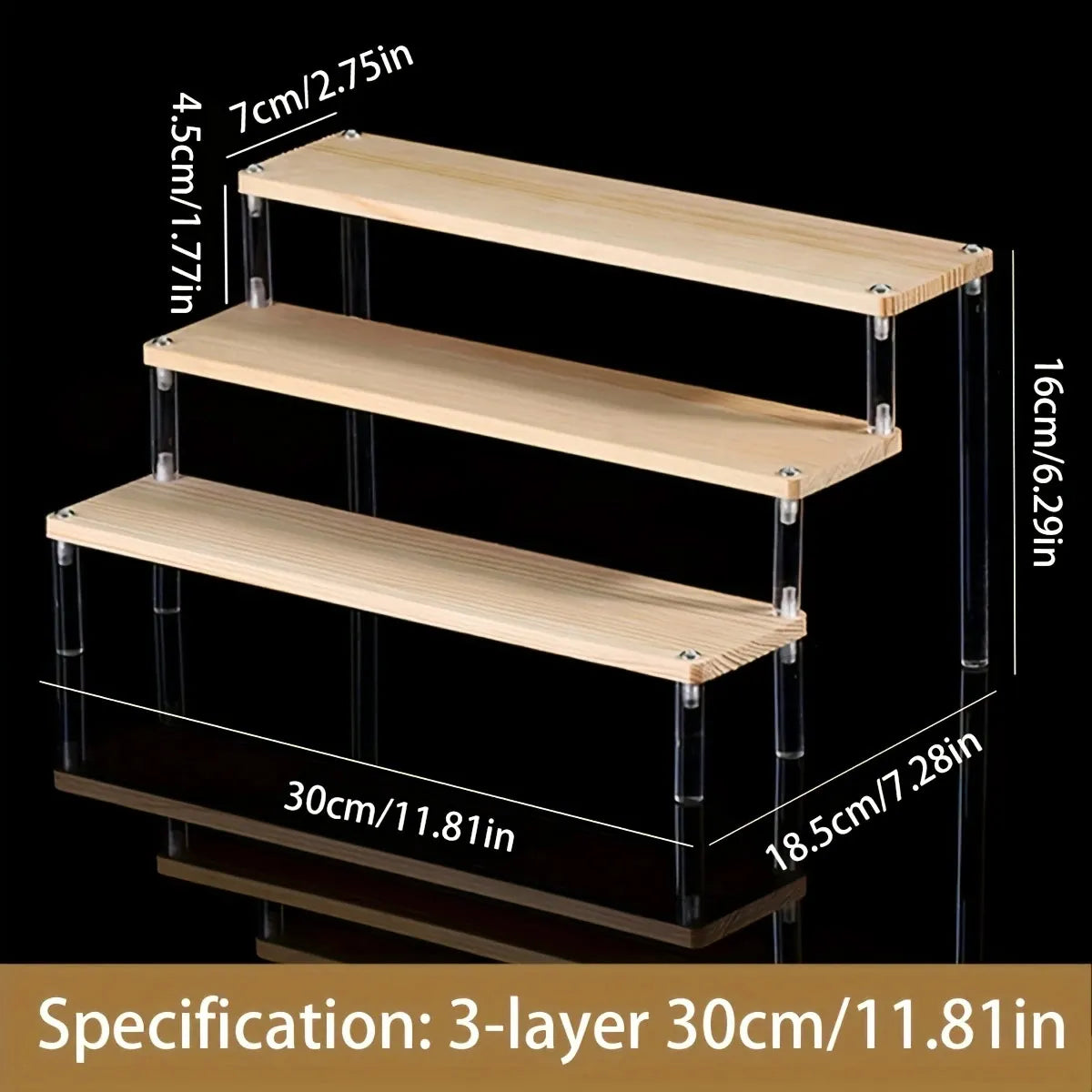 Wooden Transparent Display Rack, Perfume Storage Rack, Multi-Functional Decoration Rack, Used for Cosmetics, Nail Polish, Dolls
