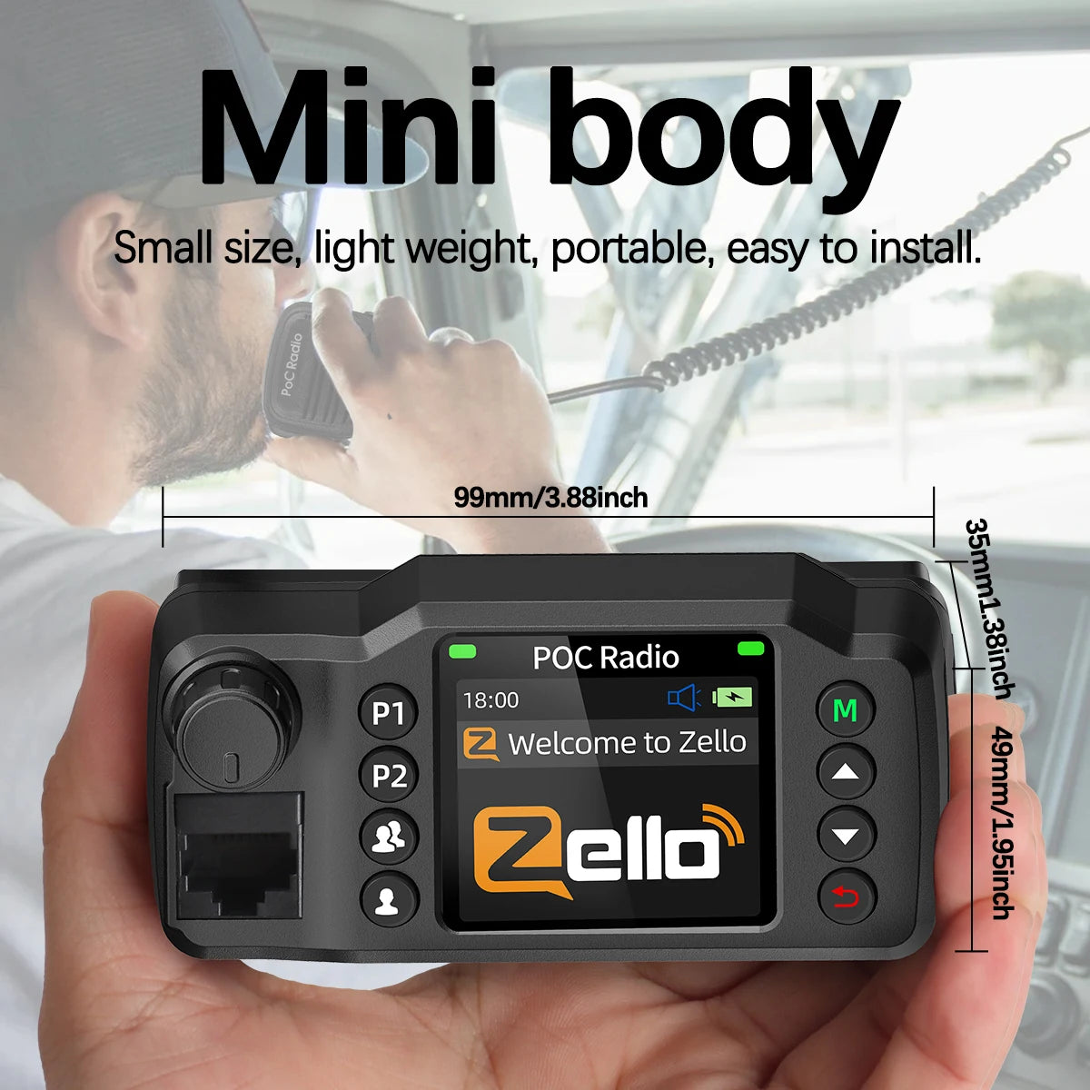 ABBREE GP-8900 Plus Mini POC Network Car Radio Zello GPS Long Distance 4G Android WiFi Dual SIM For Vehicle Fleet Search&Rescue