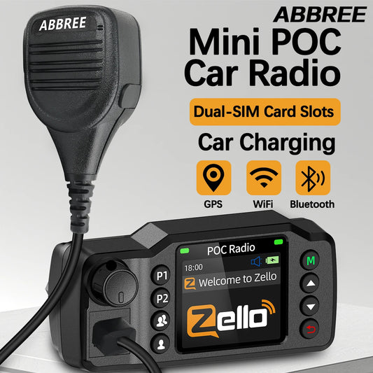 ABBREE GP-8900 Plus Mini POC Network Car Radio Zello GPS Long Distance 4G Android WiFi Dual SIM For Vehicle Fleet Search&Rescue