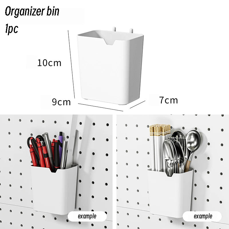 Cream Style Wall-Mounted Pegboard Organizer – DIY Storage Panel with Hooks, Shelves & Racks for Kitchen, Bedroom, Office