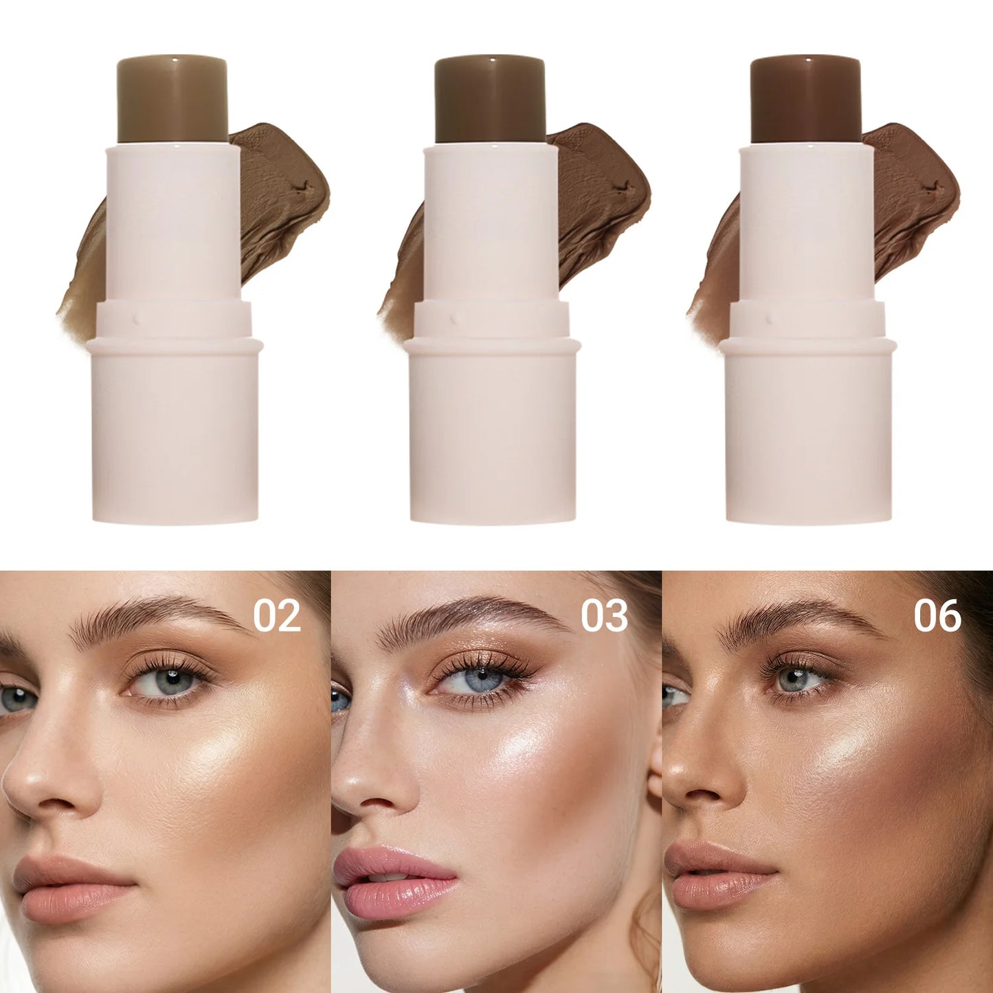 LANGMANNI Tri-Color Multi-Functional Face Brightening Contour Stick Contouring & Brightening Skin-Perfecting Stick