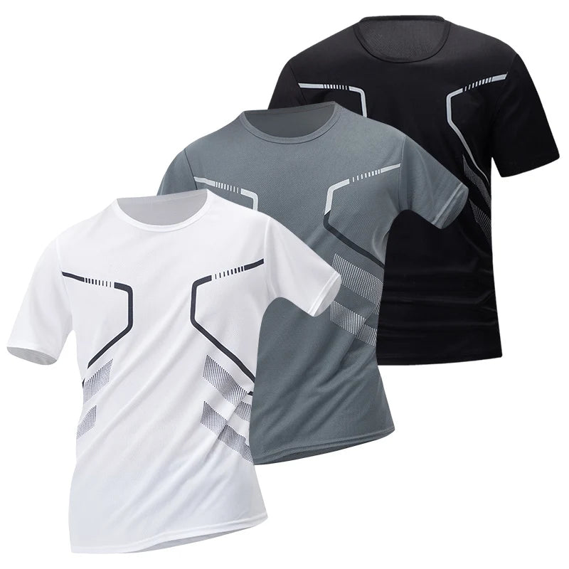 1/2/4Pcs Men's Summer Solid Color Mix And Match Short-sleeved Young Men's Loose Quick-drying Sports Running Shirt Middle-aged T-