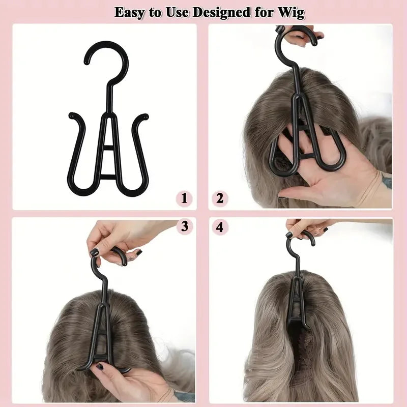 2pcs Plastic Wig Hangers Portable Wig Hanger-Stylish And Convenient Wig Black Wig Hooks Convenient Storage for Multiple Wig