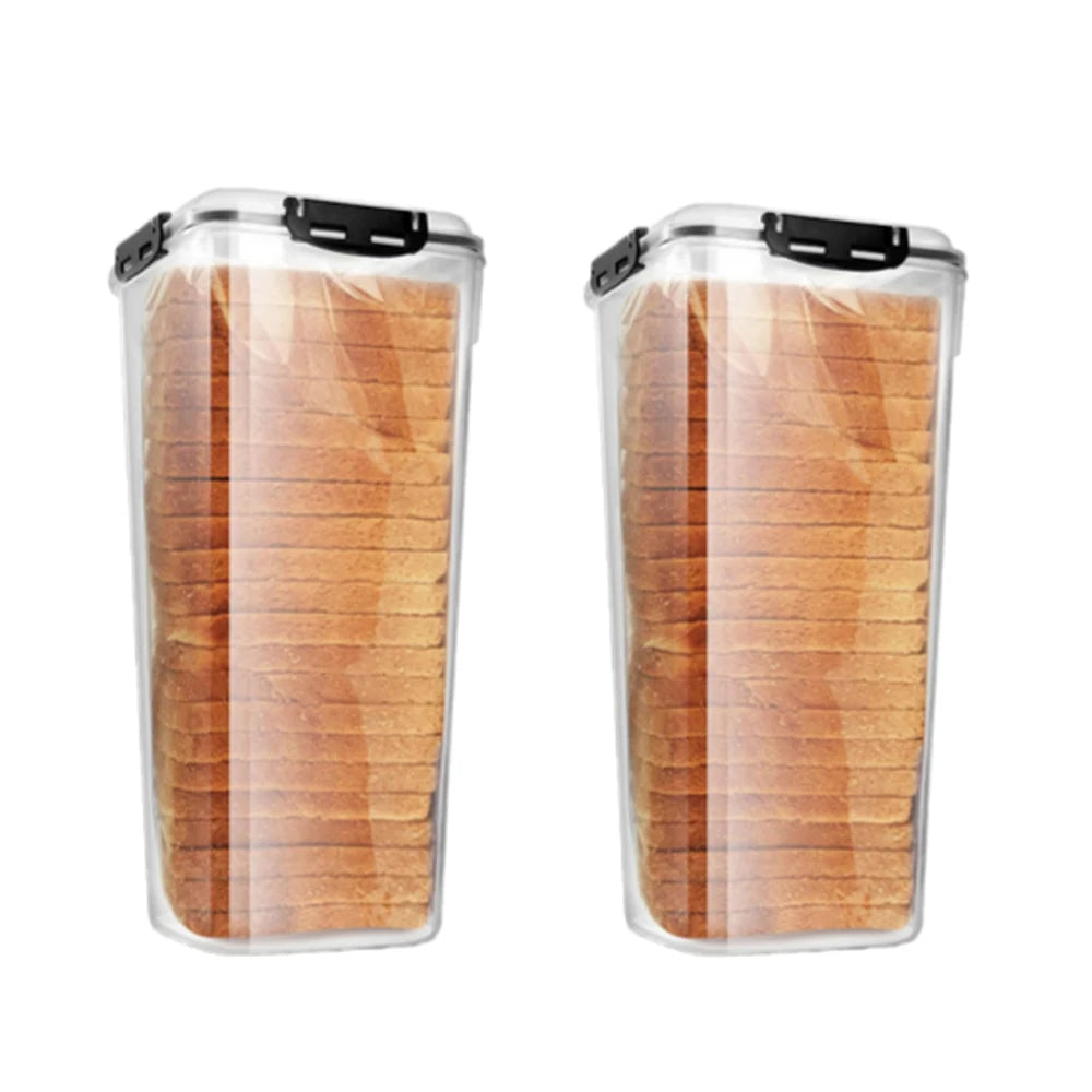 1/2pcs Bread Loaf Container Clear Airtight Bread Box With Lid Sandwich Bread Holder Kitchen Pasta Multigrain Toast Storage Boxs