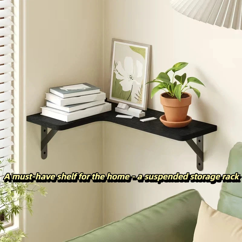 Space Saving Corner Wall Shelves Modern Corner Wall Mounted Shelves Delicate Wood Floating Shelves for Decoration