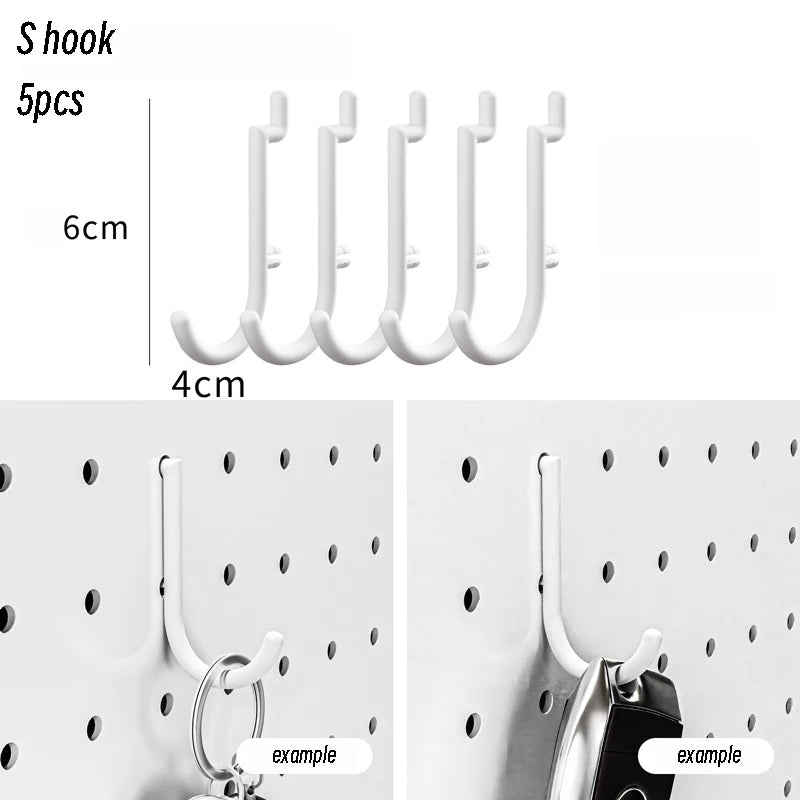 Cream Style Wall-Mounted Pegboard Organizer – DIY Storage Panel with Hooks, Shelves & Racks for Kitchen, Bedroom, Office