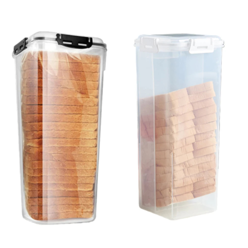 1/2pcs Bread Loaf Container Clear Airtight Bread Box With Lid Sandwich Bread Holder Kitchen Pasta Multigrain Toast Storage Boxs