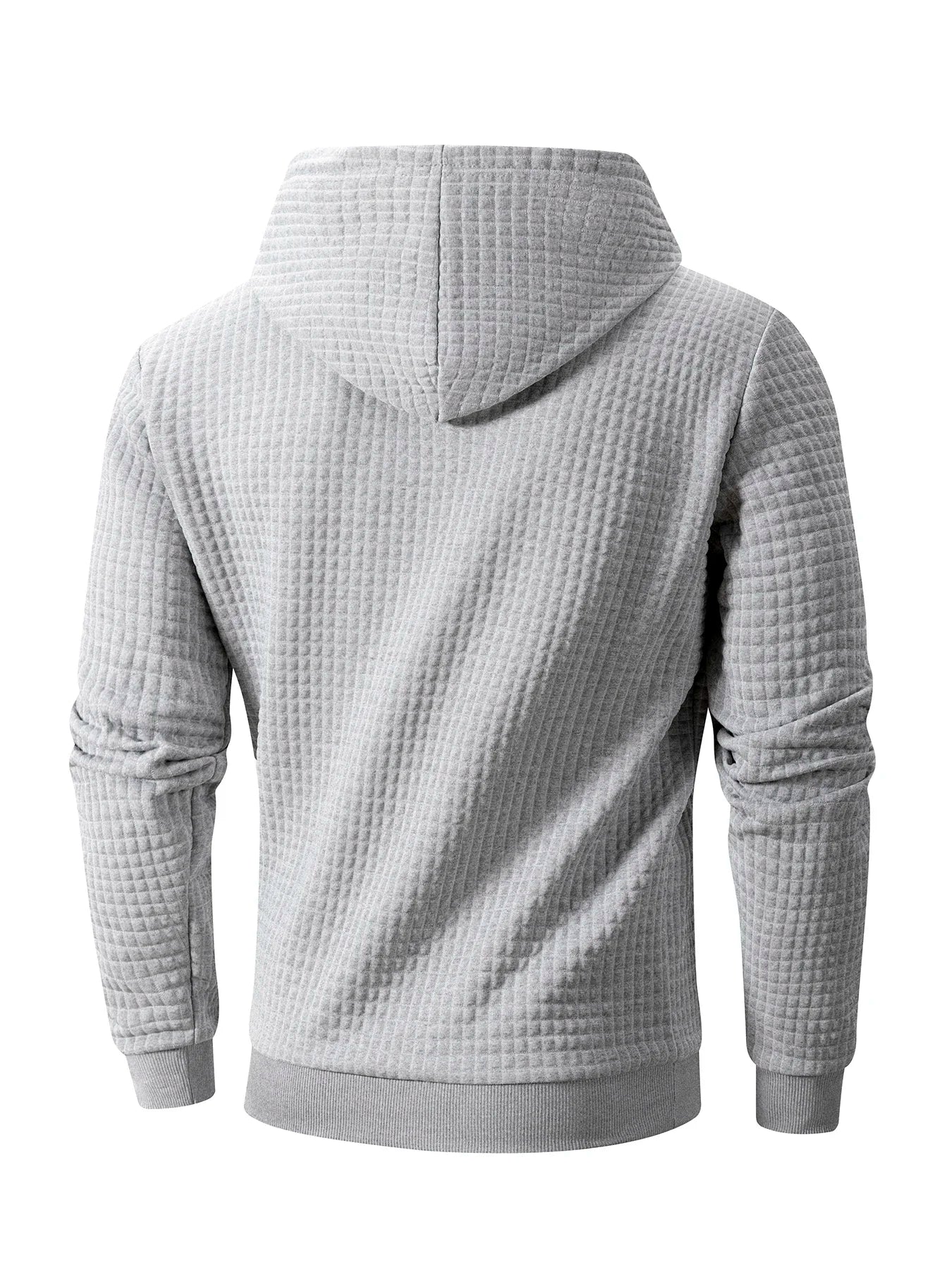 New Autumn Men's Hoodie Waffle Pattern Long Sleeve Sweatshirt Solid Color Casual Warm Pullover Outdoor Sportswear Men's Clothing