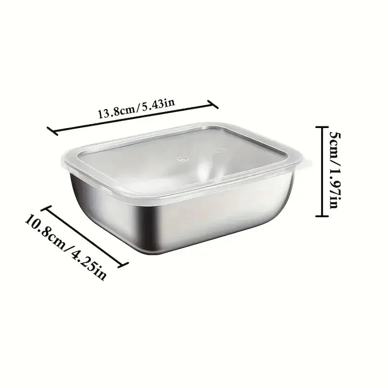 5-Piece Stainless Steel Food Storage Containers, Stackable Meal Prep Boxes for Fridge Lunch Travel Kitchen