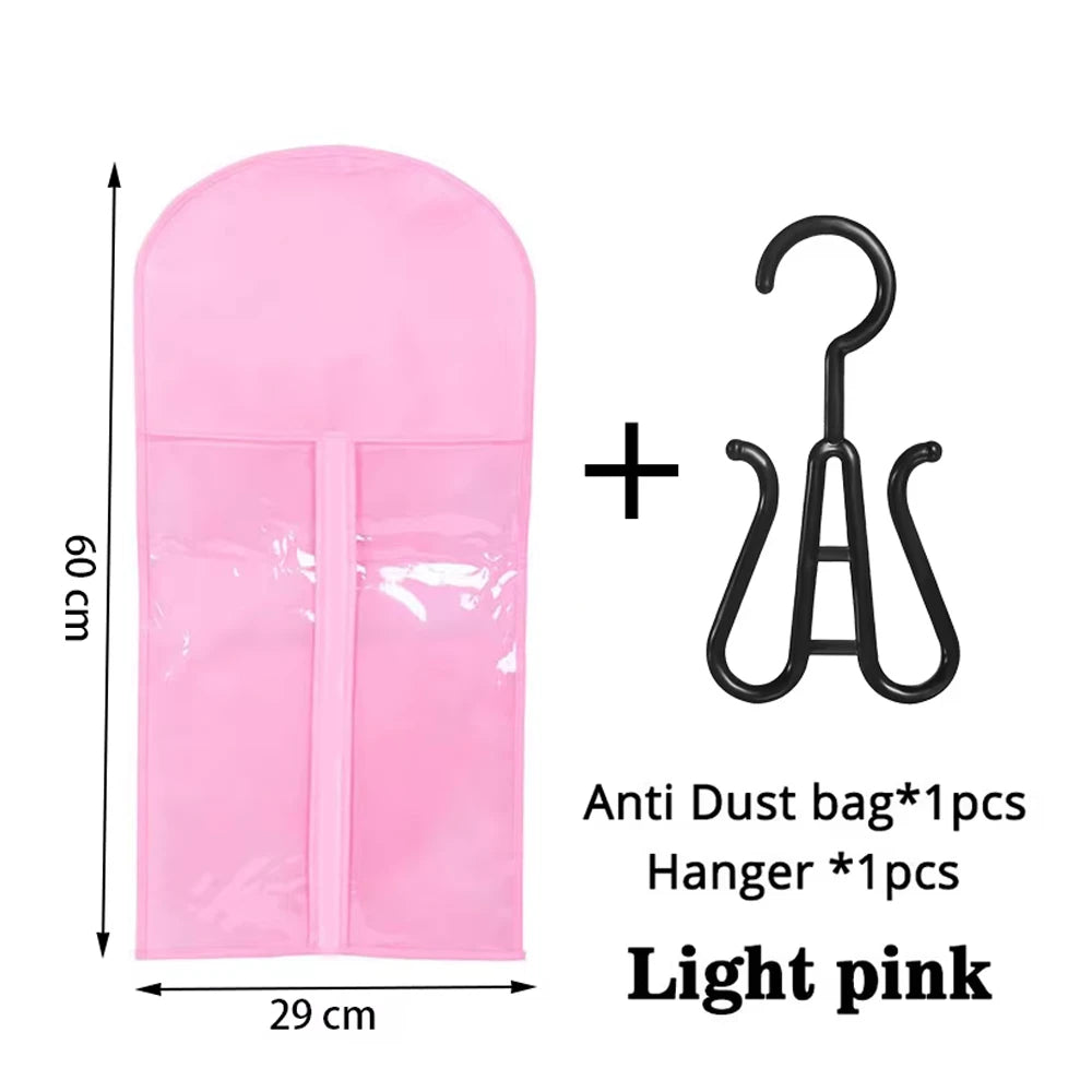 Wig & Hair Extension Hanging Storage Bag Transparent Dustproof Protector with Hook for Salon Home Use