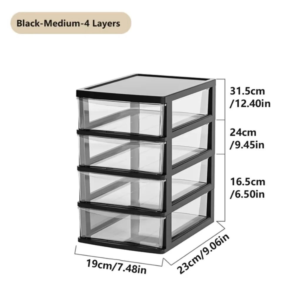 4 -Layer Transparent Desktop Storage Box,Suitable for Organizing Office Supplies, Stationery,Handmade Materials