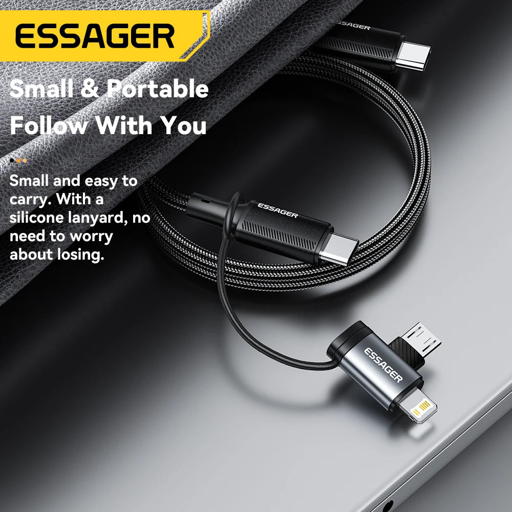 Essager 2 IN 1 Lighting/Micro Adapter Fast Charging USB Type C Female Connector For iPhone 17 16 15 14 13 12 11 IPad Converter