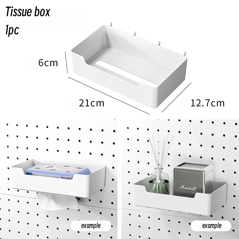 Cream Style Wall-Mounted Pegboard Organizer – DIY Storage Panel with Hooks, Shelves & Racks for Kitchen, Bedroom, Office