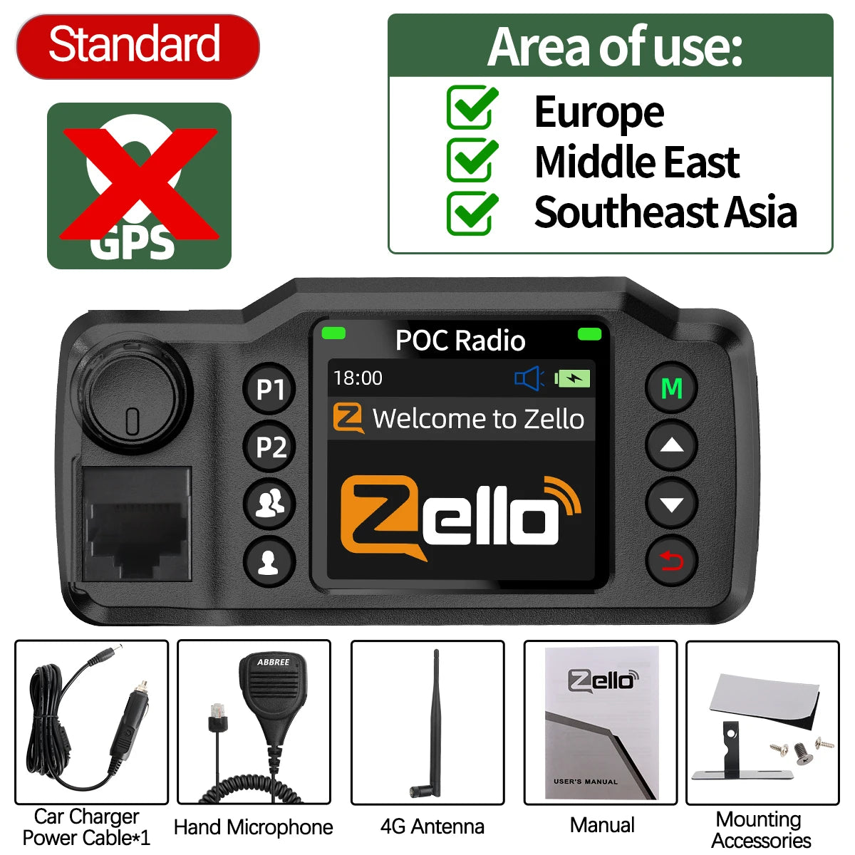 ABBREE GP-8900 Plus Mini POC Network Car Radio Zello GPS Long Distance 4G Android WiFi Dual SIM For Vehicle Fleet Search&Rescue