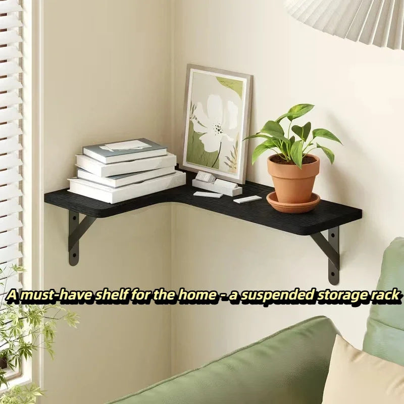 Space Saving Corner Wall Shelves Modern Corner Wall Mounted Shelves Delicate Wood Floating Shelves for Decoration