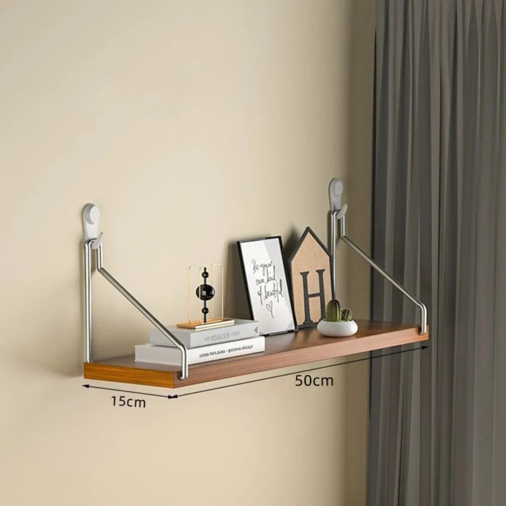Aesthetic Decor Wooden Material Wall Shelf Wall Mounted No-Punch Design Wall Display Hanging Organizers Floating Shelves Bedroom