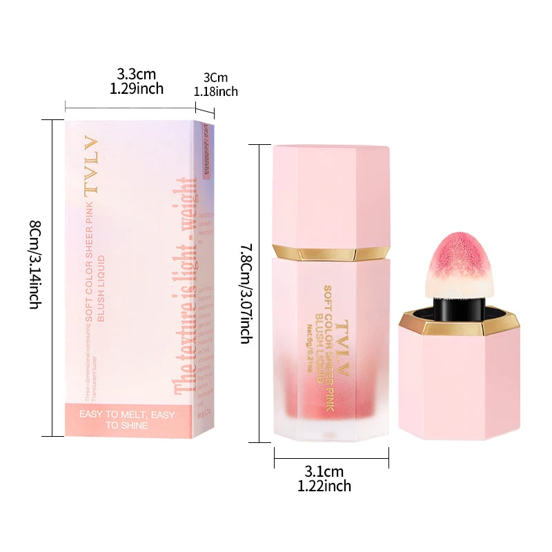 Liquid Blush Cream 6 Colors Smooth Velvet Matte Pink Blusher Natural Easy To Smudge