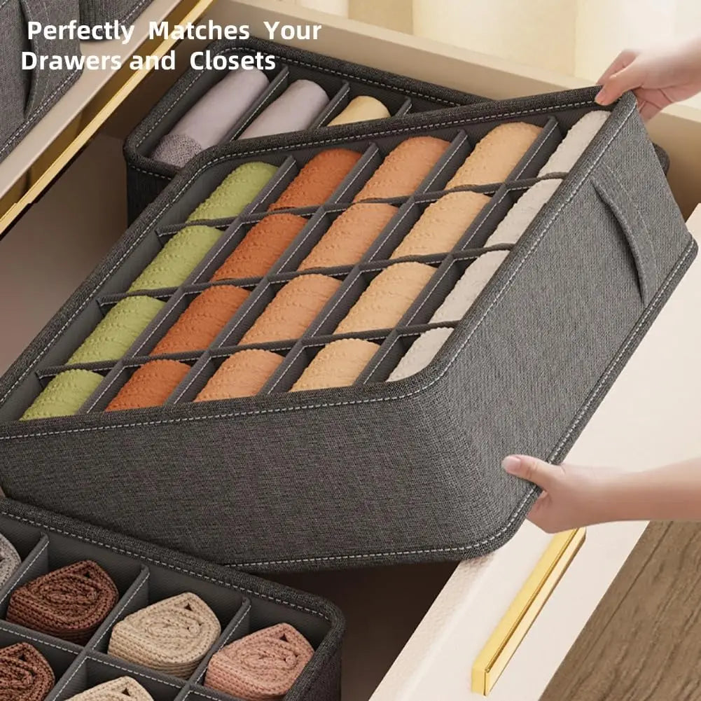 Closet Underwear Organizer Storage Box Drawer Fabric Foldable Cabinet Closet Storage Boxes for Storing Socks Underwear Ties Belt