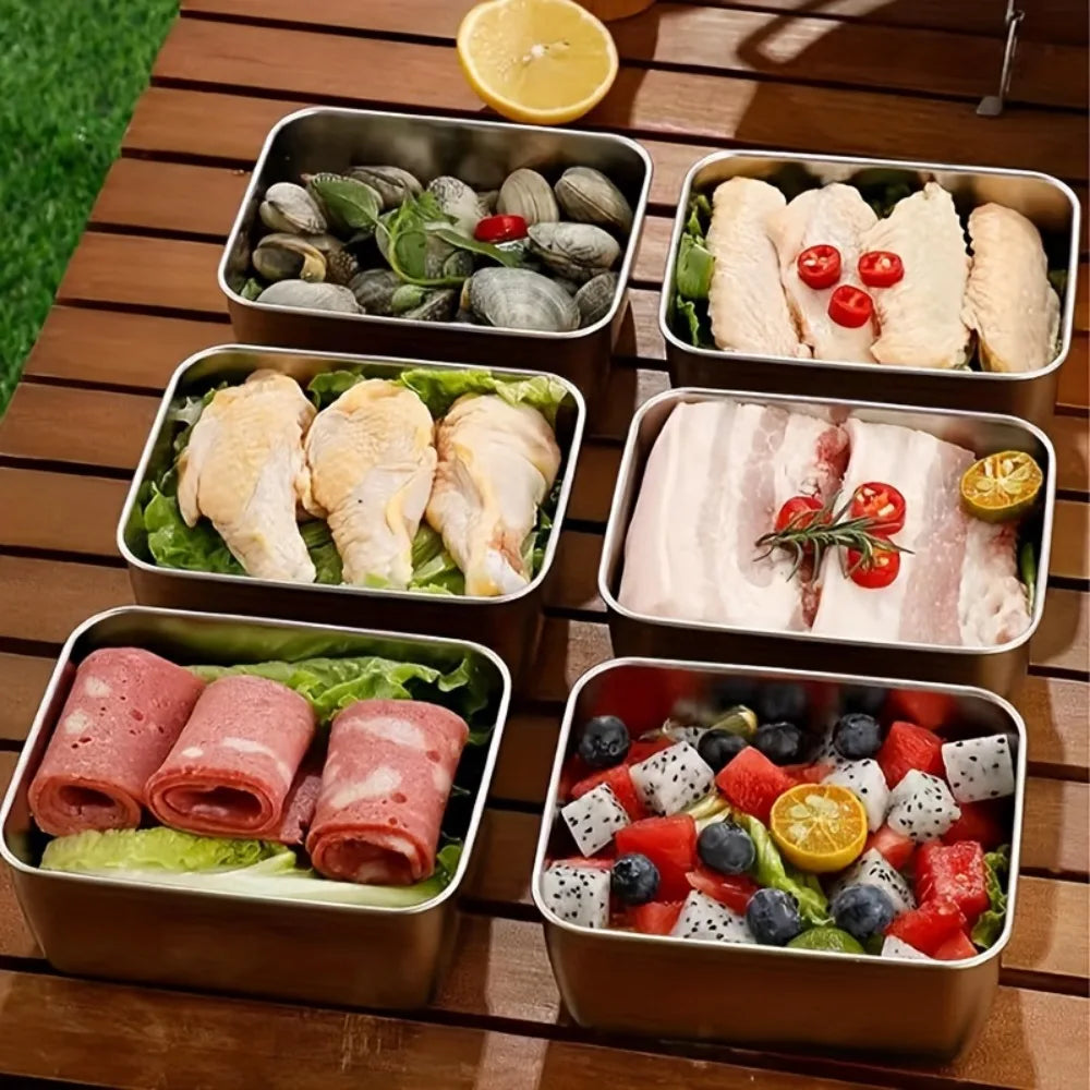 5pc Stainless Steel Food Storage Containers Set - Airtight BPA-Free Lunch Boxes for Meal Prep, Camping & Office, Dishwasher Safe