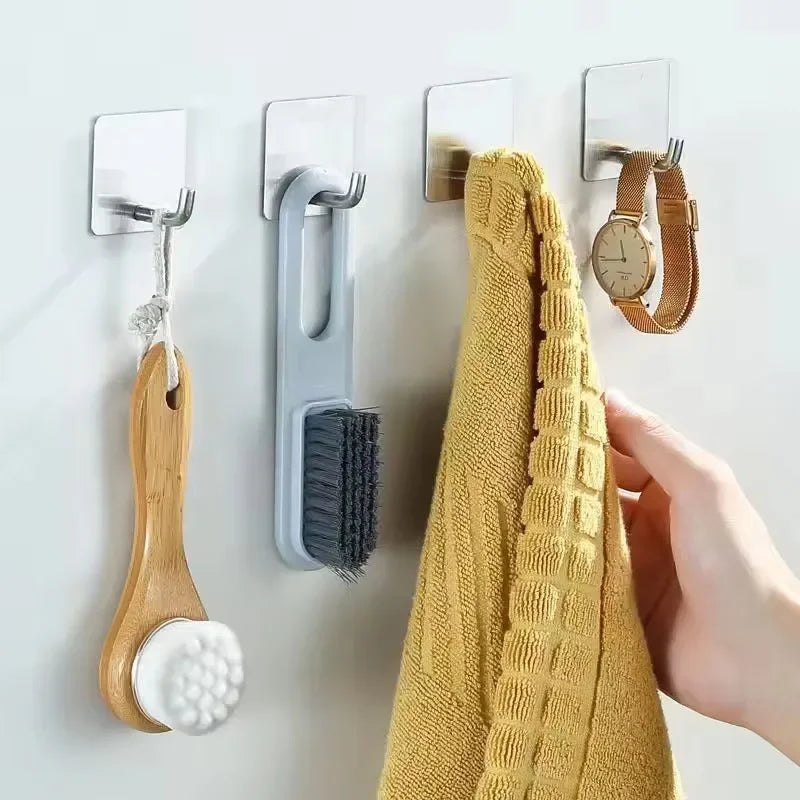 5PCS Heavy Duty Stainless Steel Adhesive Hooks No Drill Punch Free Wall Mounted Hook for Towel Home Storage