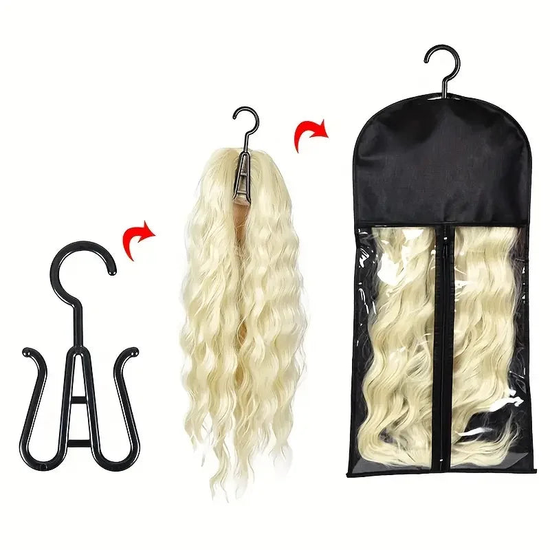 1/3/6pcs Premium Wig Storage Bags with Sturdy Metal Hangers - Black Transparent Design for Multiple Wigs & Hair Extensions
