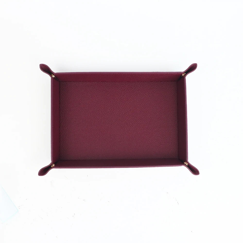 Customized Name PU Leather Rectangular Storage Box for Home Clutter Organization - Entrance Key, Cosmetics, Jewelry Storage Tray