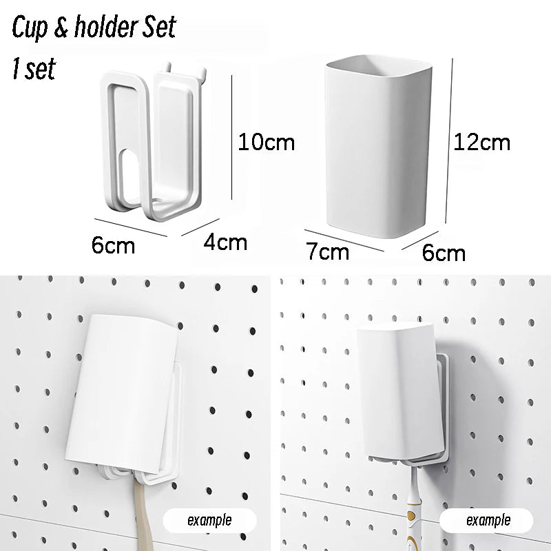 Cream Style Wall-Mounted Pegboard Organizer – DIY Storage Panel with Hooks, Shelves & Racks for Kitchen, Bedroom, Office