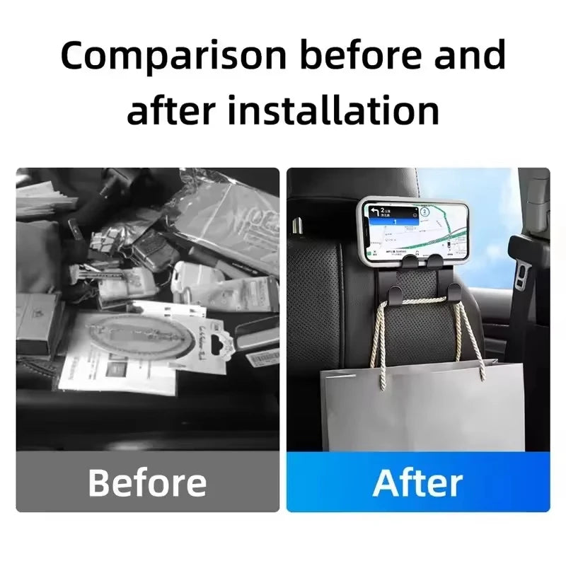 Car Seat Hook Hanging Storage Mobile Phone Holder Multifunctional  Rear Seat  Bracket  Back of Car Interior Seats Hanger  New