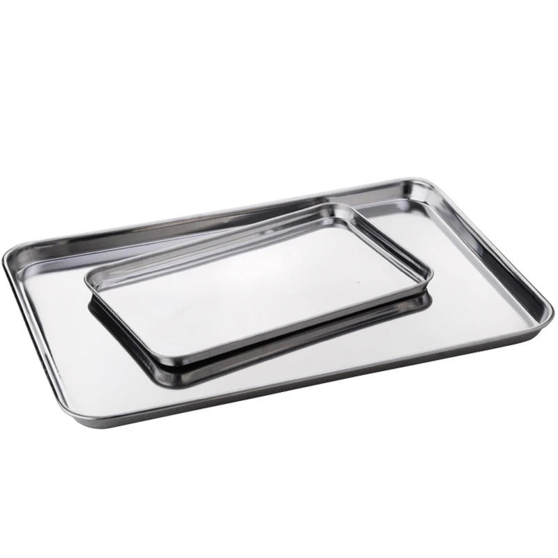 Stainless Steel Rectangle Food Storage Trays Sausage Noodles Fruit Dish Pastry Baking Plates for Restaurant Hotel Kitchen