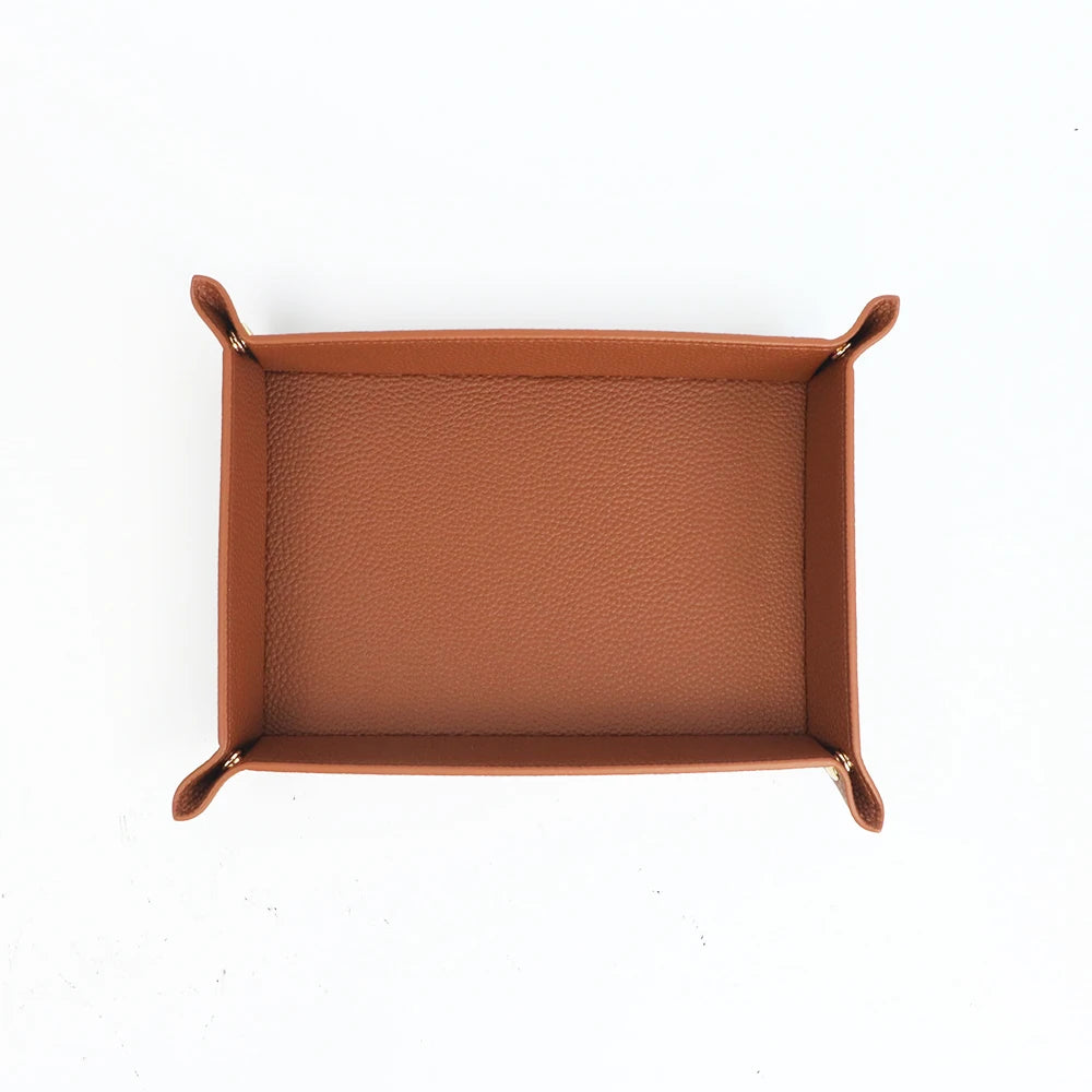 Customized Name PU Leather Rectangular Storage Box for Home Clutter Organization - Entrance Key, Cosmetics, Jewelry Storage Tray
