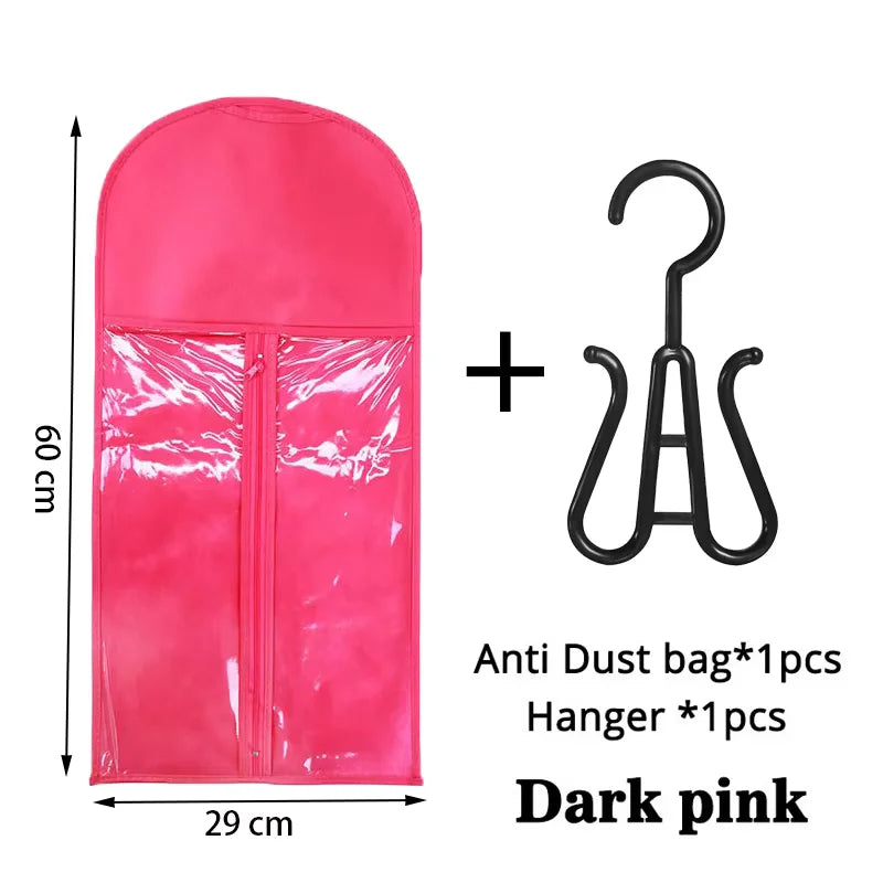 Wig & Hair Extension Hanging Storage Bag Transparent Dustproof Protector with Hook for Salon Home Use