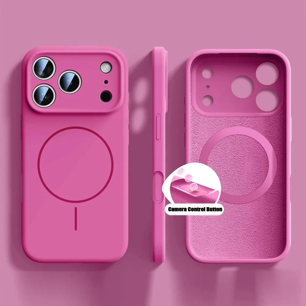 New Liquid Silicone Magnetic Case For iPhone 17 16 15 14 13 12 Pro Max 16 Plus Air Original Soft Cover For iPhone 17 16 Pro Max
