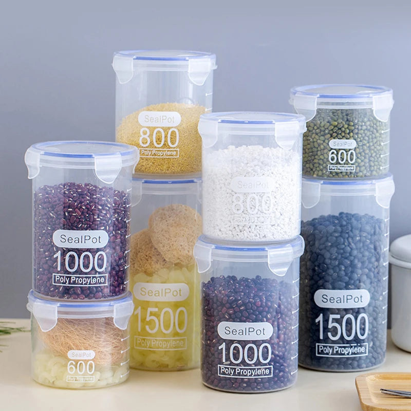 Sealed Jars With Scale Grain Storage Tank Kitchen Food Fresh-keeping Boxes Refrigerator Organize Container Seasoning Spices Can
