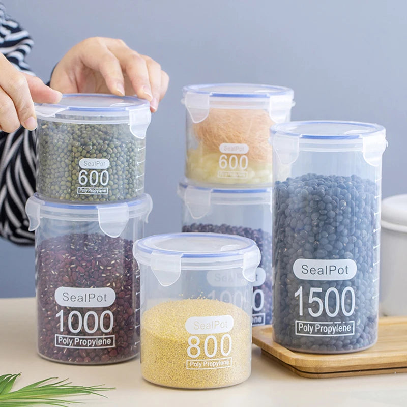 Sealed Jars With Scale Grain Storage Tank Kitchen Food Fresh-keeping Boxes Refrigerator Organize Container Seasoning Spices Can