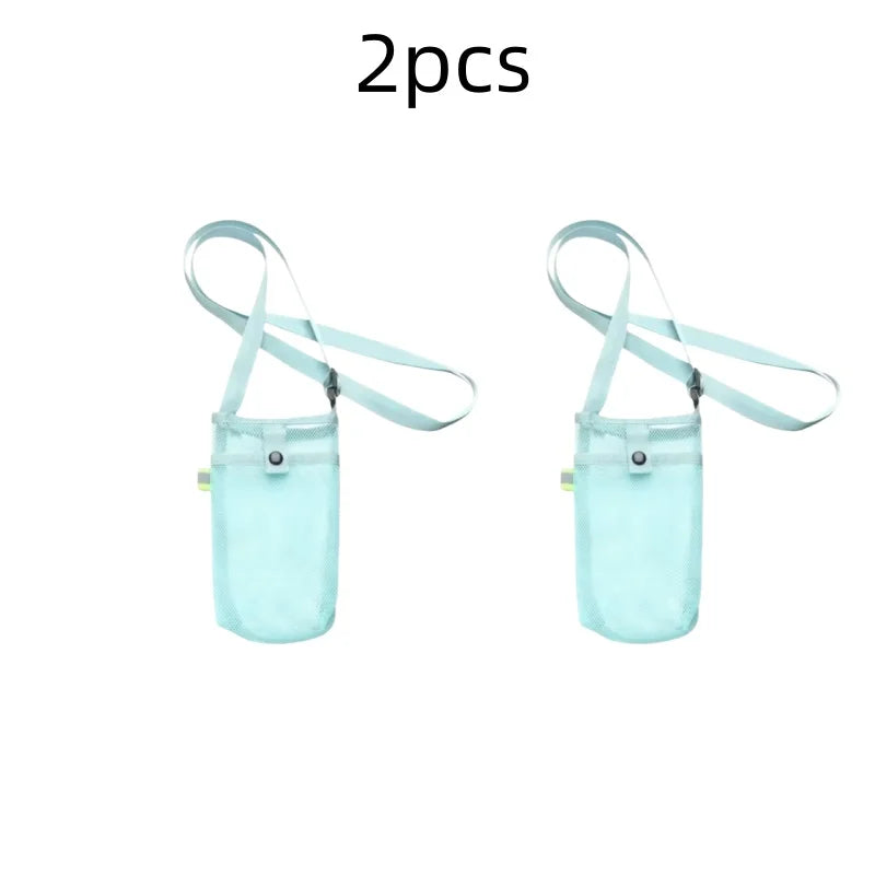 Water Bottle Cover Bag Pouch with Adjustable Straps Mesh Water Pouch Holder Shoulder Strap Black Bottle Carrier Insulat Bag