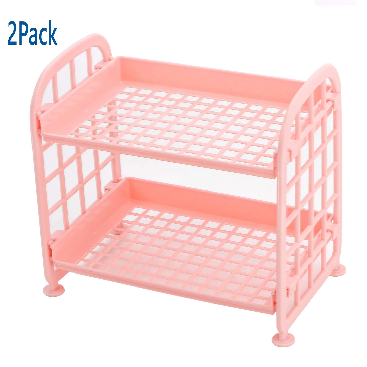 2-Tier Multifunctional Plastic Shelf Makeup Organizer for Skincare Office Kitchen Bedroom Bathroom Two Layer Hollow Storage Rack