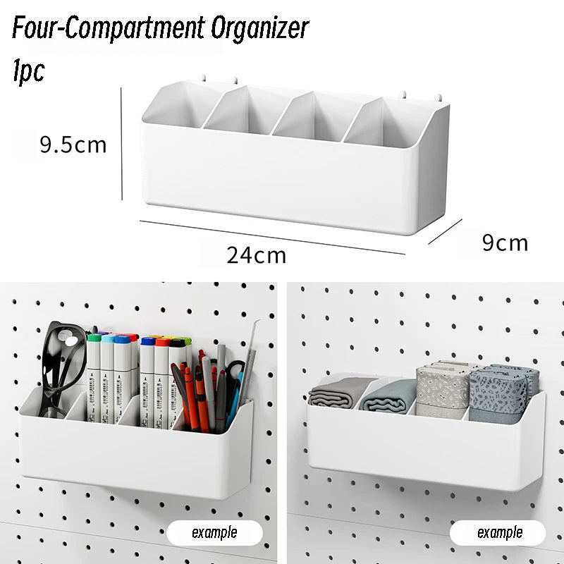 Cream Style Wall-Mounted Pegboard Organizer – DIY Storage Panel with Hooks, Shelves & Racks for Kitchen, Bedroom, Office