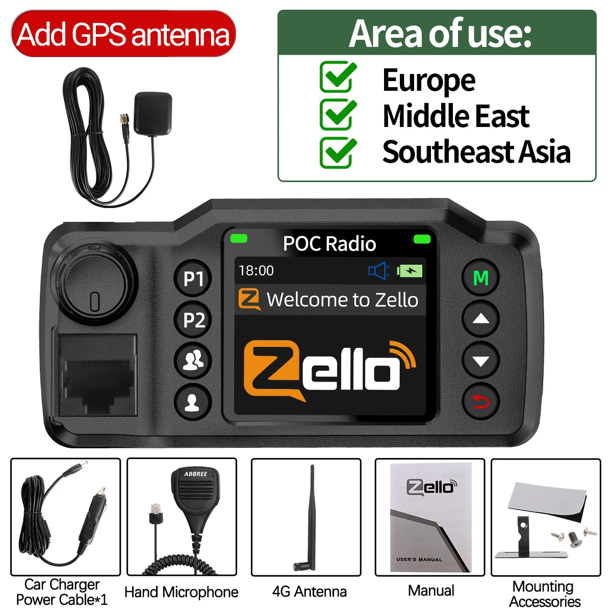 ABBREE GP-8900 Plus Mini POC Network Car Radio Zello GPS Long Distance 4G Android WiFi Dual SIM For Vehicle Fleet Search&Rescue